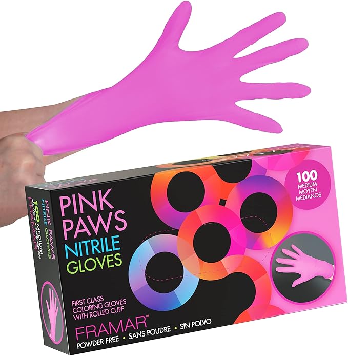 FRAMAR Pink Gloves Disposable Latex Free – Pink Nitrile Gloves Medium, Latex by FRAMAR