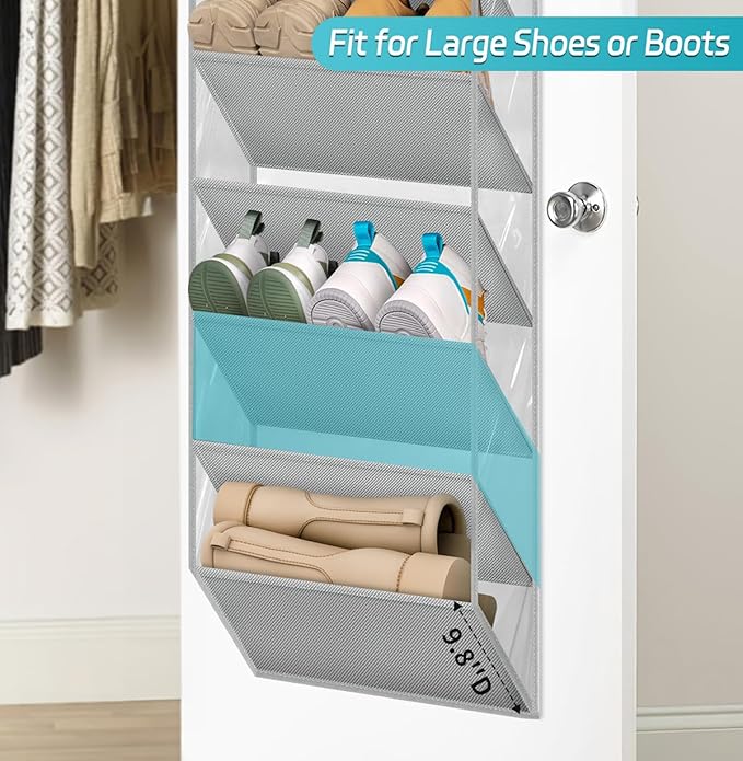 AOODA 10 Tier Clear Over the Door Shoe Organizer Storage, Deep Pockets Large - Image 3