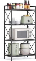 SONGMICS 4-Tier Metal Storage Rack, Shelving Unit with X Side Frames, Dense Mesh, 12.6 x 23.6 x 44.3 Inches, for Entryway, Kitchen, Living Room, Bathroom, Industrial Style, Ink Black UBSC164B01 by SONGMICSbySONGMICSHOME