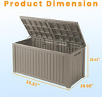 200 Gallon Resin Deck Box, Lockable Patio Outdoor Storage Box for Furniture, Garden Tools and Tools Storage, Waterproof Outside Storage Boxes - Grey - Image 3