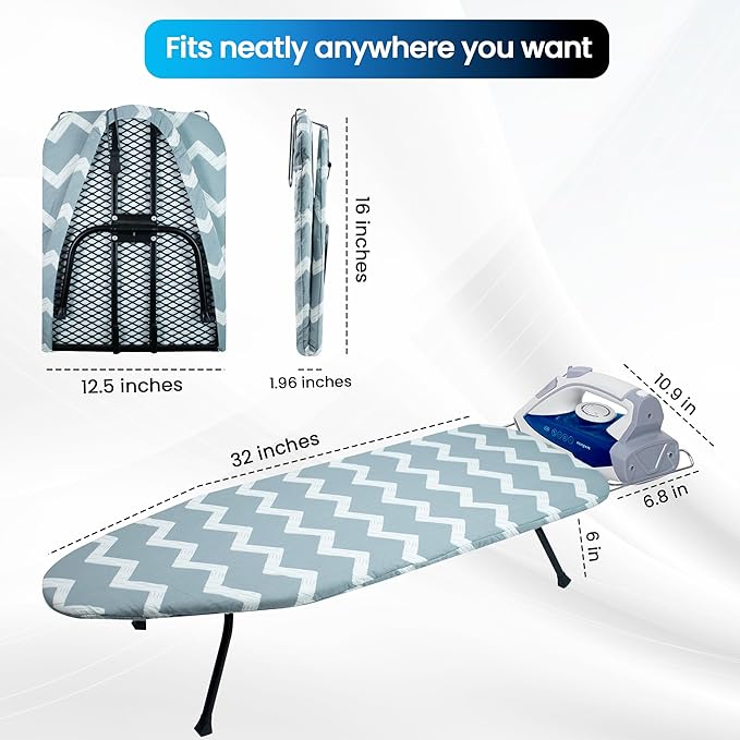 Metal Mesh Panel Tabletop Ironing Board | Foldable Iron Board | Heavy Duty - Image 8