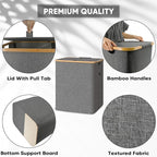 BALEINE Laundry Hamper with Lid, Tall Laundry Baskets with Bamboo Pull Handles - Image 3