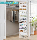 AOODA 10 Tier Clear Over the Door Shoe Organizer Storage, Deep Pockets Large - Image 2