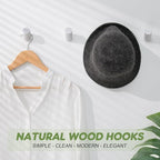 Wood Wall Hooks, 4 Pack Coat Hooks Wall Mounted, Rustic Wooden Heavy Duty Robe - Image 3