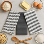 Thanksgiving Kitchen Towels- Set of 3 100% Cotton Solid Dark Gray and - Image 3