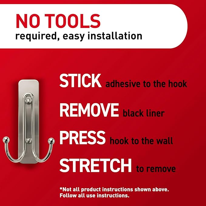 Command Large Satin Brass Double Hooks, 2 Hooks and 2 Strips, Damage-Free Wall - Image 9