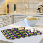 Mardi Gras Dish Drying Mat for Kitchen Gold Purple Green Buffalo Plaid - Image 6
