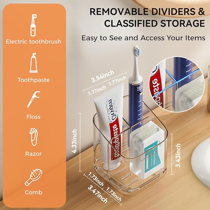 Toothbrush Holders for Bathrooms, 3 Slots Detachable Toothbrush Holder Wall - Image 5