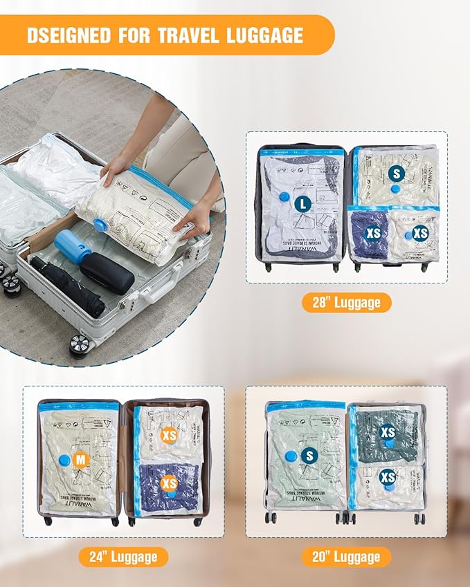 Vacuum Storage Bags for Travel, 12 Pack Vacuum Seal Bags - Image 6