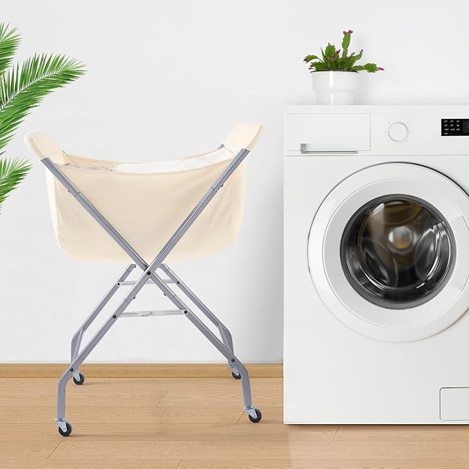 ELYKEN Laundry Cart with Wheels, 33”H Easy Rolling Laundry Hamper with - Image 7