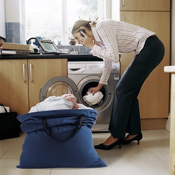 Cotton Canvas Laundry Bag with Handles & Drawstring Straps, Heavy Duty Extra - Image 6