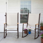 Shintenchi 2 Pcs Outdoor Rocking Chairs Set,Upgraded High Back Patio Rocking Chairs Set,Breathable Textilene Fabric Rocking Chair for Porch,Patio,Garden,Balcony,Creamy White - Image 6