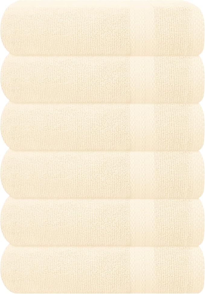 GLAMBURG Ultra Soft 6-Piece Hand Towel Set 16x28-100% Ringspun Cotton by GLAMBURG