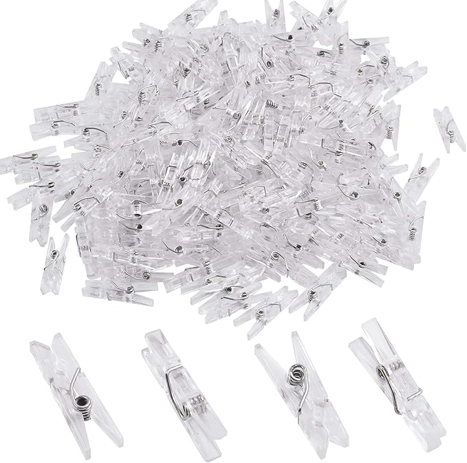 Aylifu Mini Clear Plastic Pegs, 200 Pieces Multi-Functional Mini Transparent by Aylifu