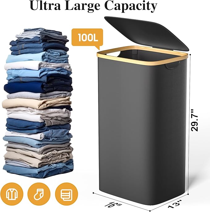 Large Laundry Hamper, 100L Waterproof Laundry Basket - Image 2