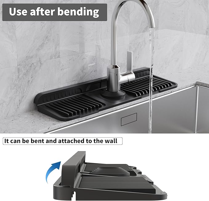WAFT YEARN 17X5 Inch Silicone Durable Faucet Mat Kitchen Sink Splash Guard - Image 6