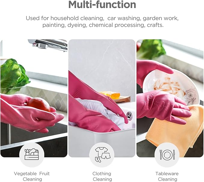Dishwashing gloves 2 Pairs for kitchen, Rubber cleaning gloves, Long dish - Image 2