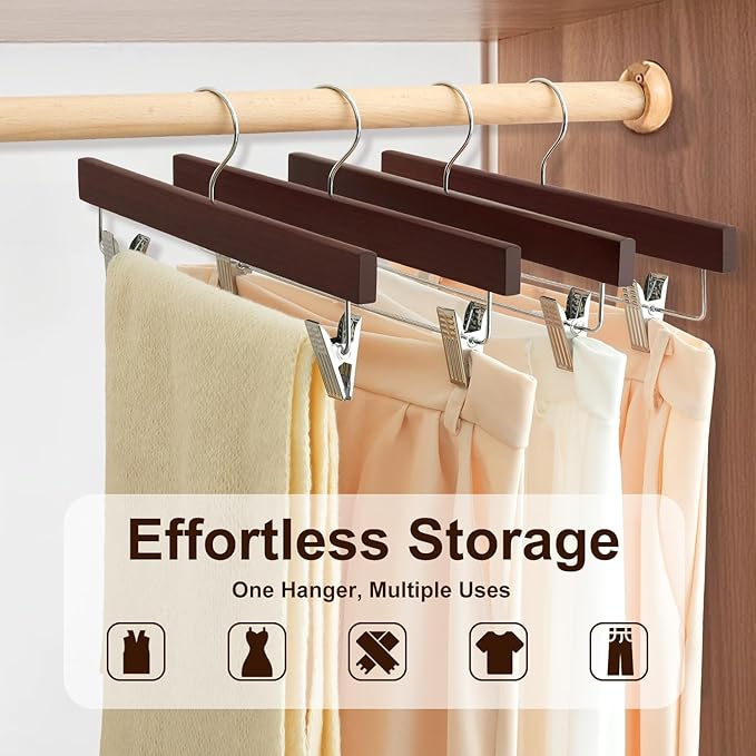 BAGAIL 20 Pack Wooden Pants Hangers - Image 5
