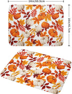 Fall Dish Drying Mat for Kitchen Counter Watercolor Pumpkins Autumn Leaves - Image 2