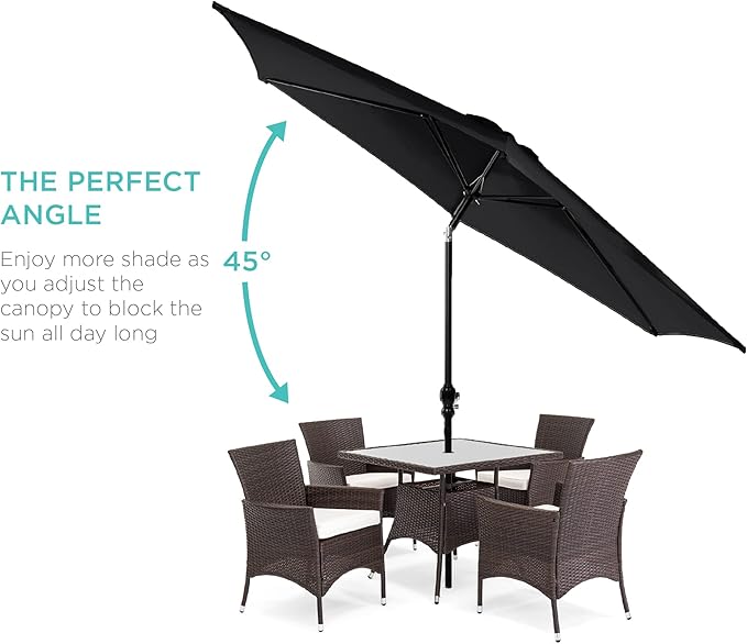 Best Choice Products 10ft Outdoor Table Compatible Steel Polyester Market Patio Umbrella w/Crank and Easy Push Button Tilt - Image 2