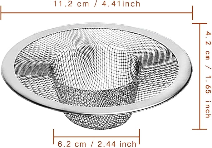4pcs Heavy Duty Stainless Steel Slop Basket Filter Trap, 4.41" Top / 2.44" Mesh - Image 2