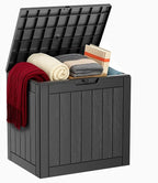 ROJIK 31 Gallon Outdoor Storage Box,Deck Box - Waterproof Patio Furniture, Garden Tools, Cushions, Pool Accessories Storage Bench with Lockable Lid and Side Handles (Black) by ROJIK