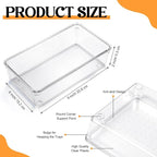 Maitys 12 Pcs Clear Drawer Organizer 9 x 6 x 2 Inches Plastic Rectangle Trays - Image 2