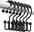 Titanker Black Shower Curtain Hooks Rings, Rust-Resistant Metal Double Glide by Titanker