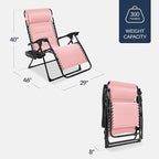 Best Choice Products Oversized Padded Zero Gravity Chair, Folding Outdoor Patio Recliner, XL Anti Gravity Lounger for Backyard w/Headrest, Cup Holder, Side Tray, Polyester Mesh - Bubblegum Pink - Image 2