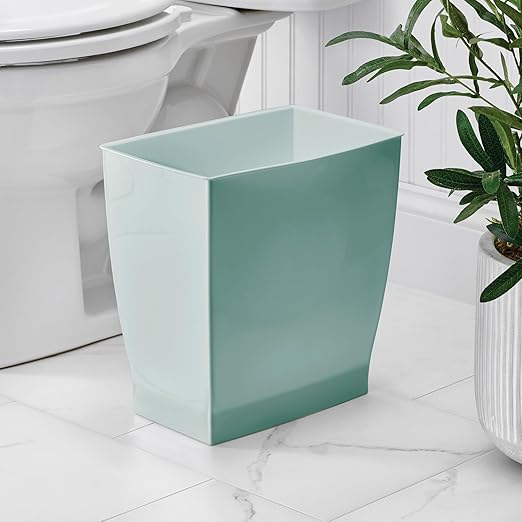 iDesign Small Plastic Bathroom Trash Can, Slim Rectangle Garbage Bin - Image 3