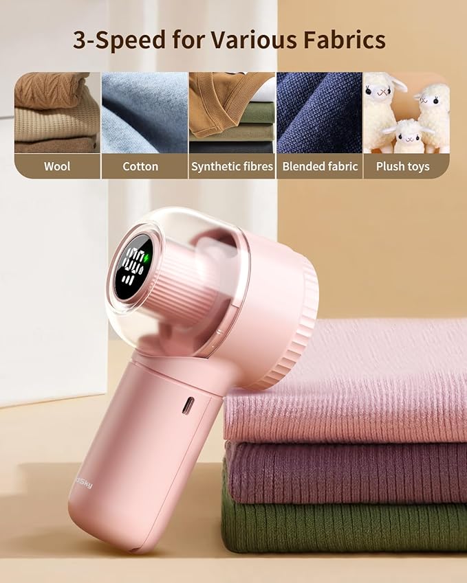 Fabric Shaver with Lint Brush, Large Lint Shaver with Digital Display, 3-Speeds - Image 2