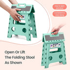 Delxo Folding Step Stool 13 Inch Non-Slip Foldable Stools for Kids & Adults Up to 300 LBS Kitchen Collapsible Fold Up Stepping Stool with Dotted 1 Pack Green - Image 8