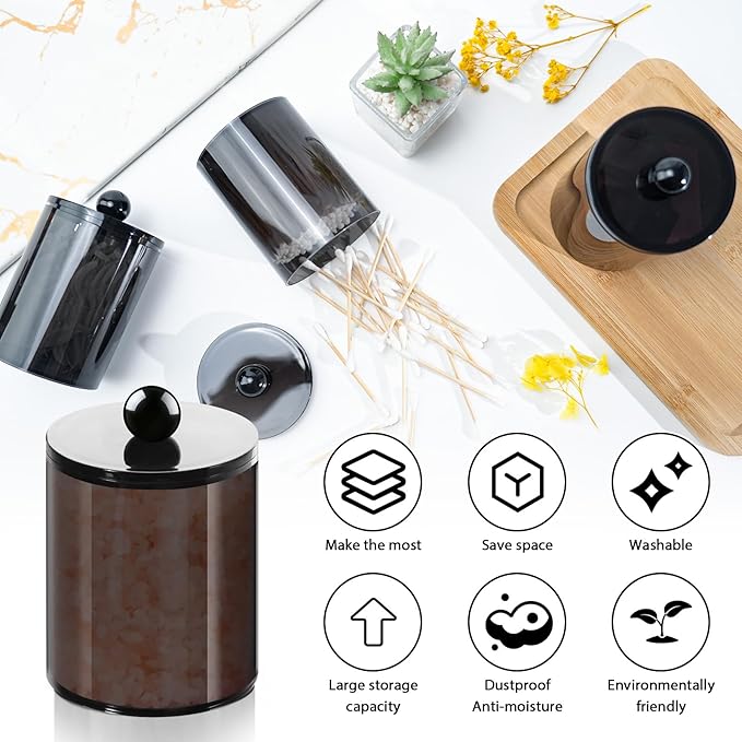 2 Pack Qtip Holder, Canister Apothecary Jar Set, Bathroom Jars - Image 3