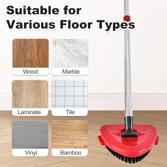 4 Part Stainless Steel Spin Mop Handles, Mop Base & Upgrade Scrub Brush Combo - Image 6