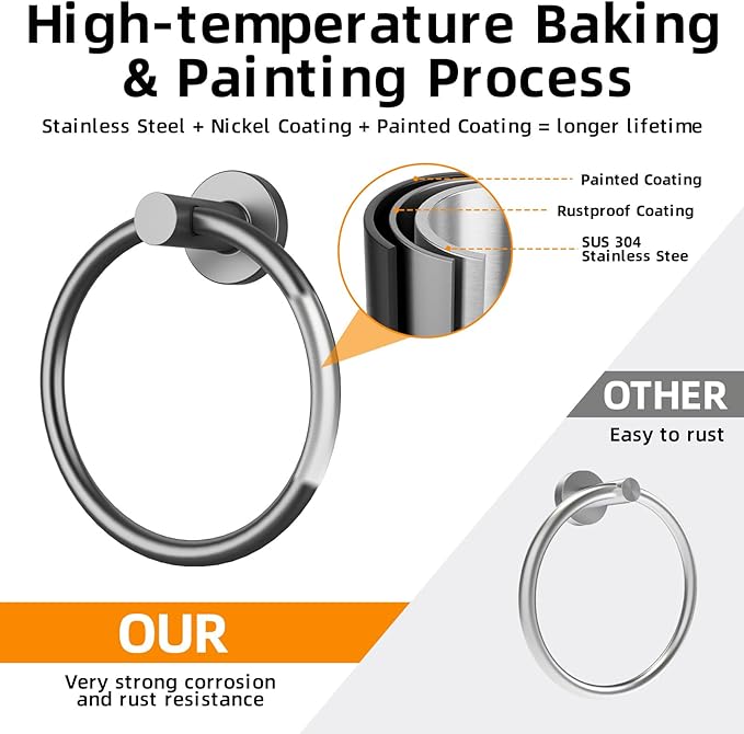 Towel Ring 2Pack, SUS304 Stainless Steel Hand Towel Holder - Image 3