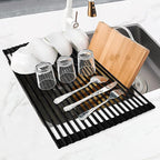 MERRYBOX Roll Up Dish Drying Rack, Silicone Wrapped Over The Sink Dish Rack - Image 9