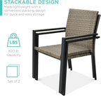 Best Choice Products Set of 2 Stackable Outdoor Wicker Dining Chairs All-Weather Firepit Armchair w/Armrests, Steel Frame for Patio, Deck, Garden, Yard - Taupe - Image 4