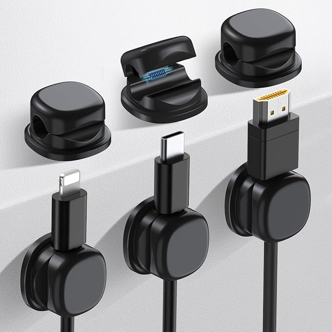 AhaStyle Spring Cable Organizer 6 Pack Cord Cable Holders Clips Strong Adhesive by AHASTYLE