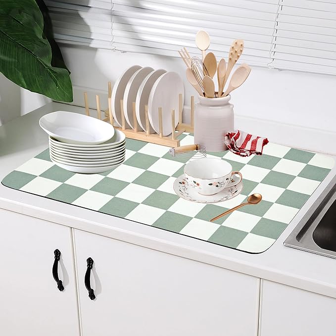 Coffee Mat Checkered Dish Drying Pad by Unknown