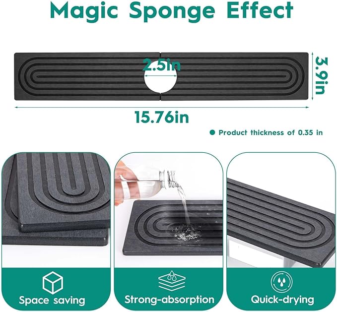 16 Inch Stone Faucet Mat for Kitchen Sink, Kitchen Sink Splash Guard-Water - Image 3