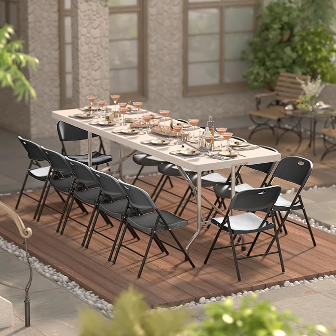 Nazhura 350 Weight Limit Heavy Duty Plastic Folding Chair with Reinfoced Steel Frame for Indoor and Outdoor, Wedding, Party, Restaurant, Meeting Room, Patio and Garden (Black, 10 Pack) - Image 8