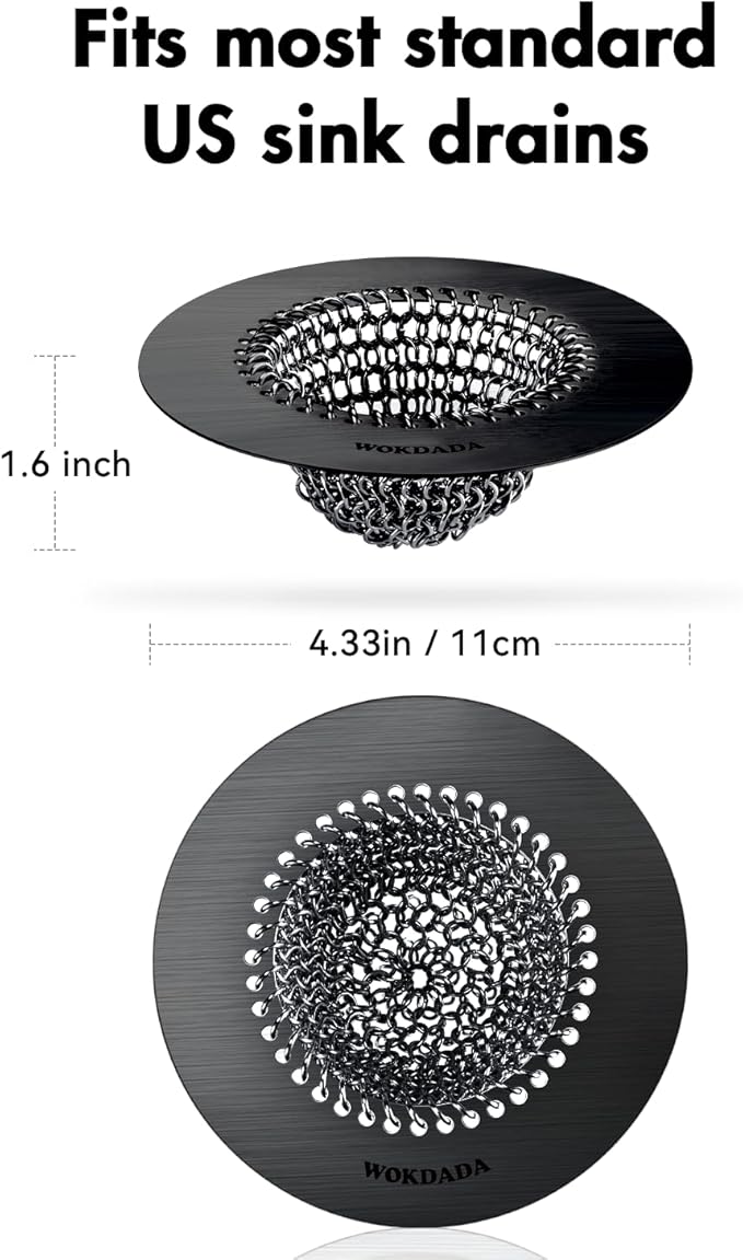 Black Kitchen Sink Strainer, Flippable Mesh Sink Drain Strainer, 304 Stainless - Image 4