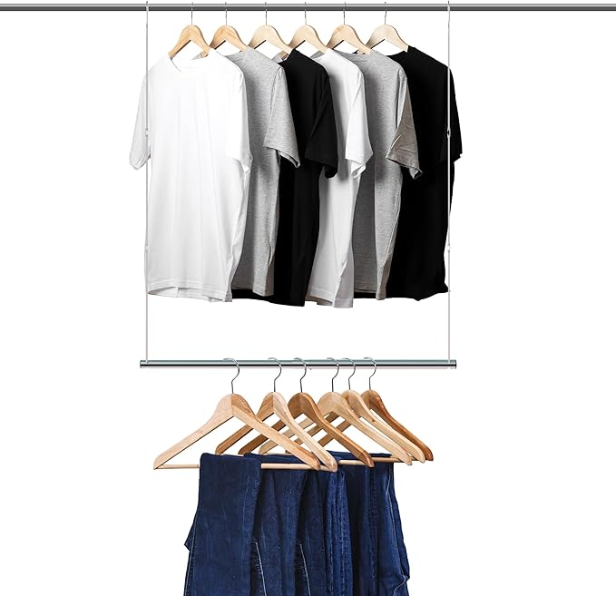 Hanging Closet Rod, 17-29In Adjustable Width and Up to 37In Height Adjustable by Unknown