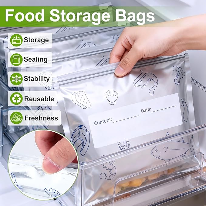 30Pcs Reusable Aluminum Foil Sealable Storage Bags, 2025 New Vacuum Zipper - Image 7