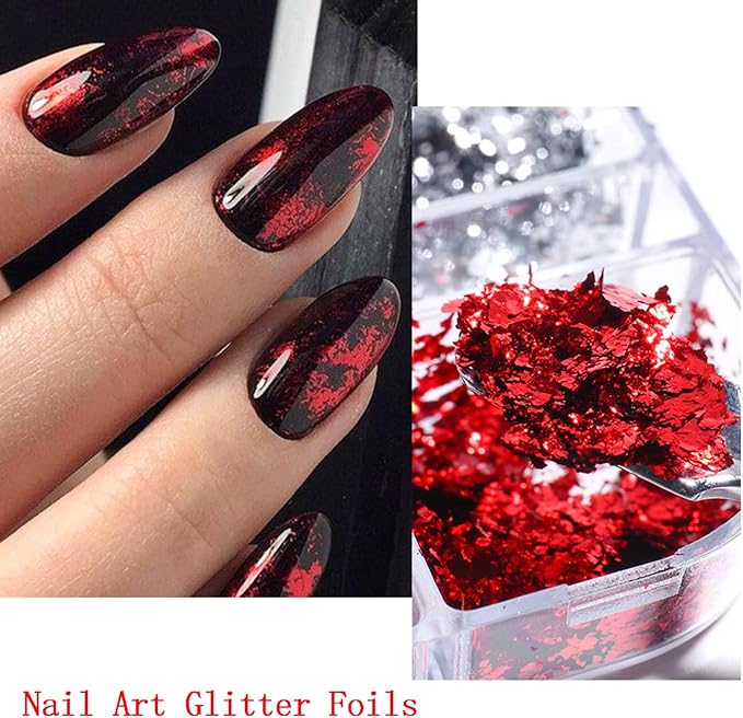 Holographic Nail Glitter Foils, 12 Colors Sparkly Ultra-Thin Aluminum Foil Nail - Image 5