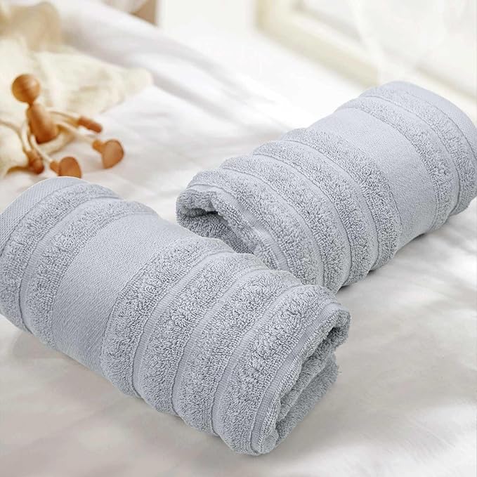 Jacquotha Light Grey Face Towels Set of 2 Ribbed - Image 3