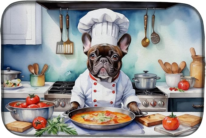 Caroline's Treasures DAC6251DDM French Bulldog The Chef Dish Drying Mat by CarolinesTreasures