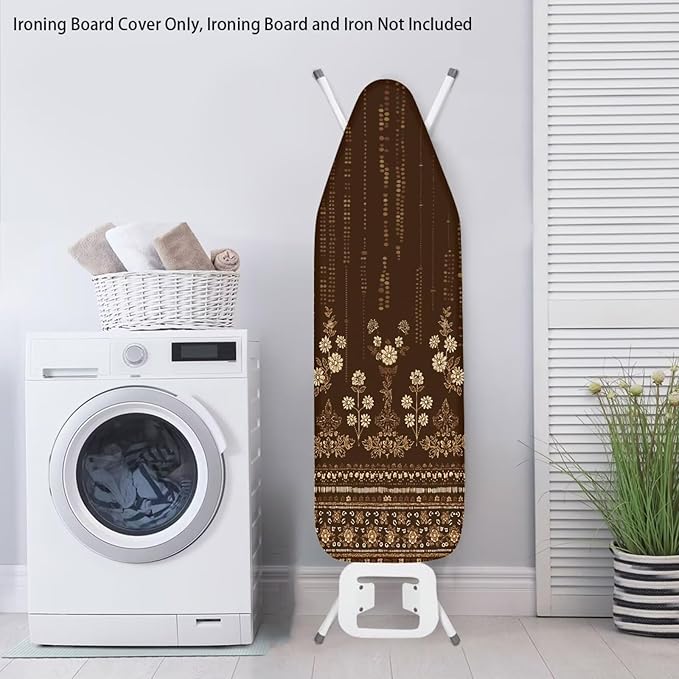 Grey Flower Print Ironing Board Cover and Pad Full Size Iron Board Cover Home - Image 3