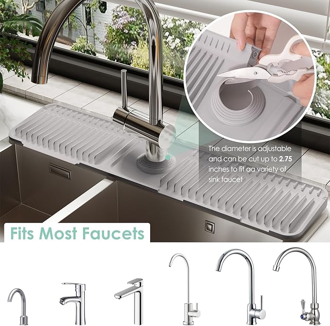 24 Inch Silicone Faucet Mat for Kitchen Sink Splash Guard - Image 3