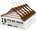 HOUSE DAY 19'' Extra Wide Shoulder Wooden Hangers 6 Pack, Premium Large Wood by HOUSEDAY